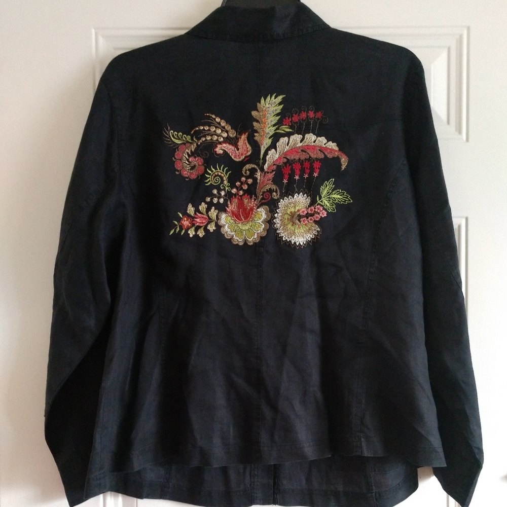 NY CITY DESIGN Sz 2X Ramie Embroidery Shirt Jacket